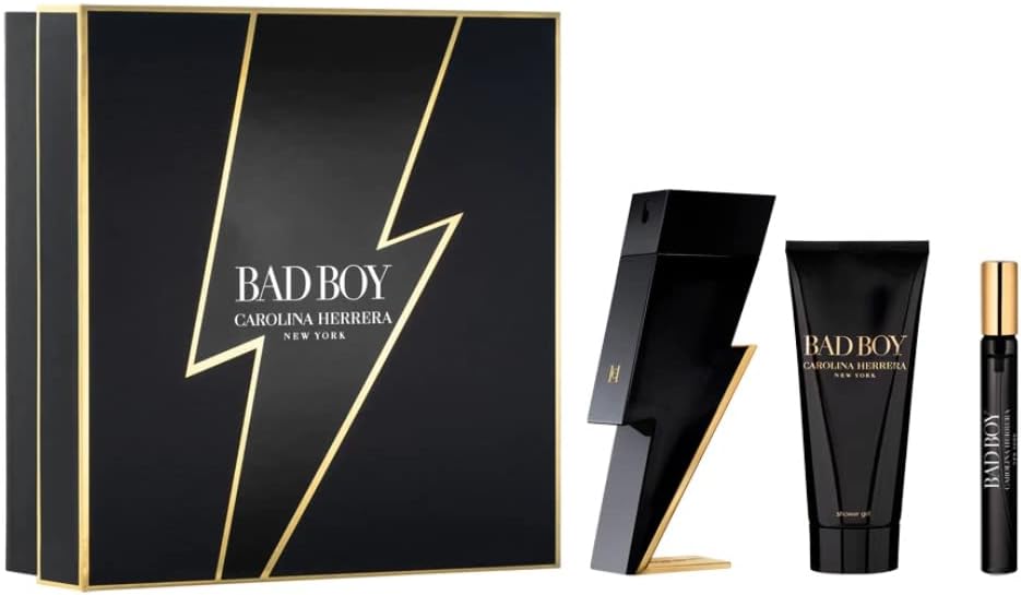Carolina Herrera Bad Boy 3 Piece Gift Set: Eau De Toilette 100ml - Eau De Toilette 10ml - Shower Gel 100ml