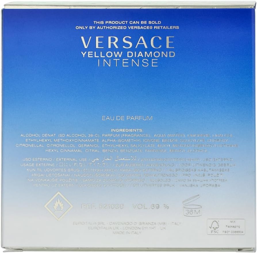 Versace Yellow Diamond Intense Eau De Parfum For Women, 50 ml