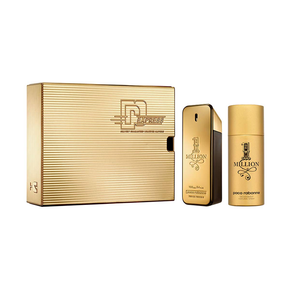 Paco Rabanne Unisex's 1 Million EAU DE Toilette 100ML + DESODORANTE 150ML VAPORIZADOR + MINIATURA 10ML Deodorant Vaporizer + Miniature, Negro, Standard