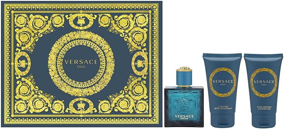 Versace Eros 50Ml Edt Spray / 50 ml (Pack of 1) Shower Gel / 50 ml (Pack of 1) Aftershave Balm