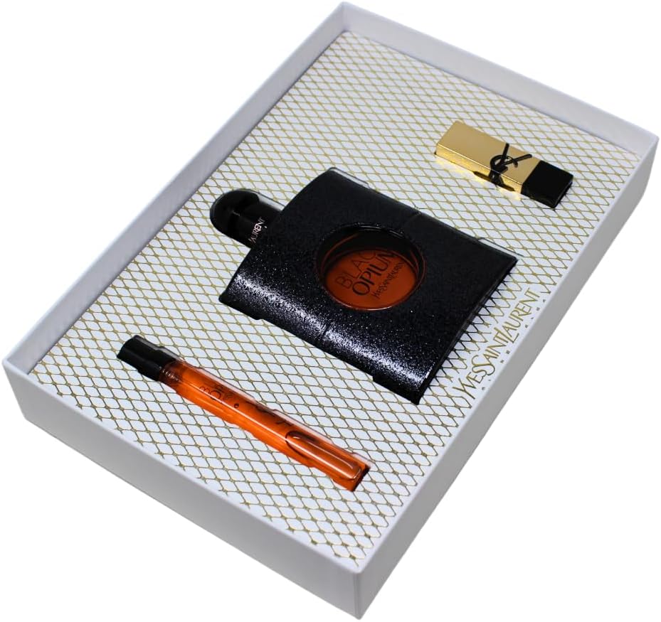 Yves Saint Laurent Black Opium Eau de Parfum 90ml Gift Set 2024 (Contains 90ml EDP, 10ml Travel Spray and Mini Lipstick)