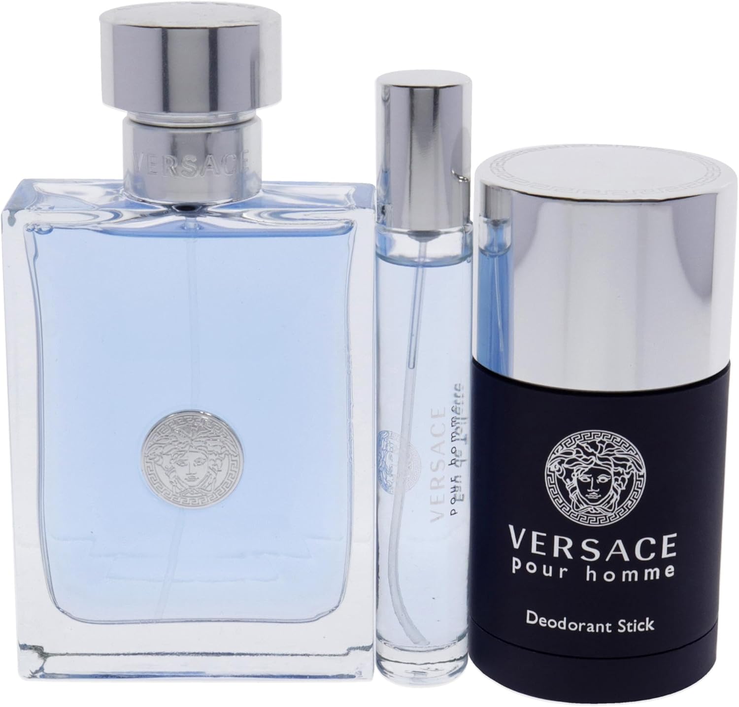 Versace Dylan Blue Pour Homme 3 Piece Gift Set: Eau De Toilette 100ml - Deodorant Stick 75ml - Eau De Toilette 10ml
