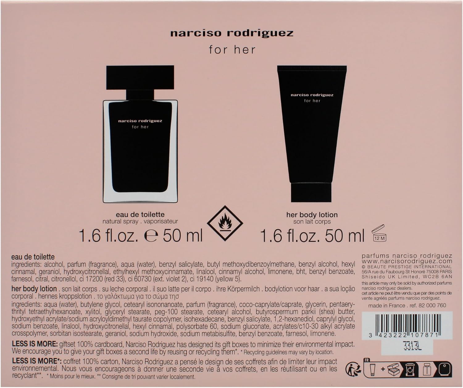 Narciso Rodriguez by Narciso Rodriguez for Women - 2 Pc Gift Set 1.6oz EDT Spray, 1.6oz Body Lotion