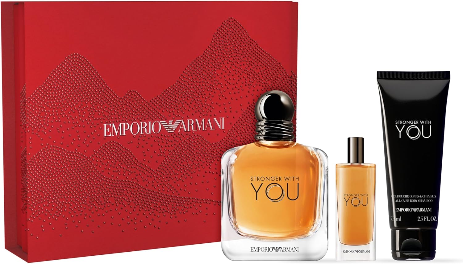 Armani Stronger With You Eau de Toilette 100ml Gift Set 2024 (Contains 100ml EDT, 75ml Shower Gel and 15ml Travel Spray)