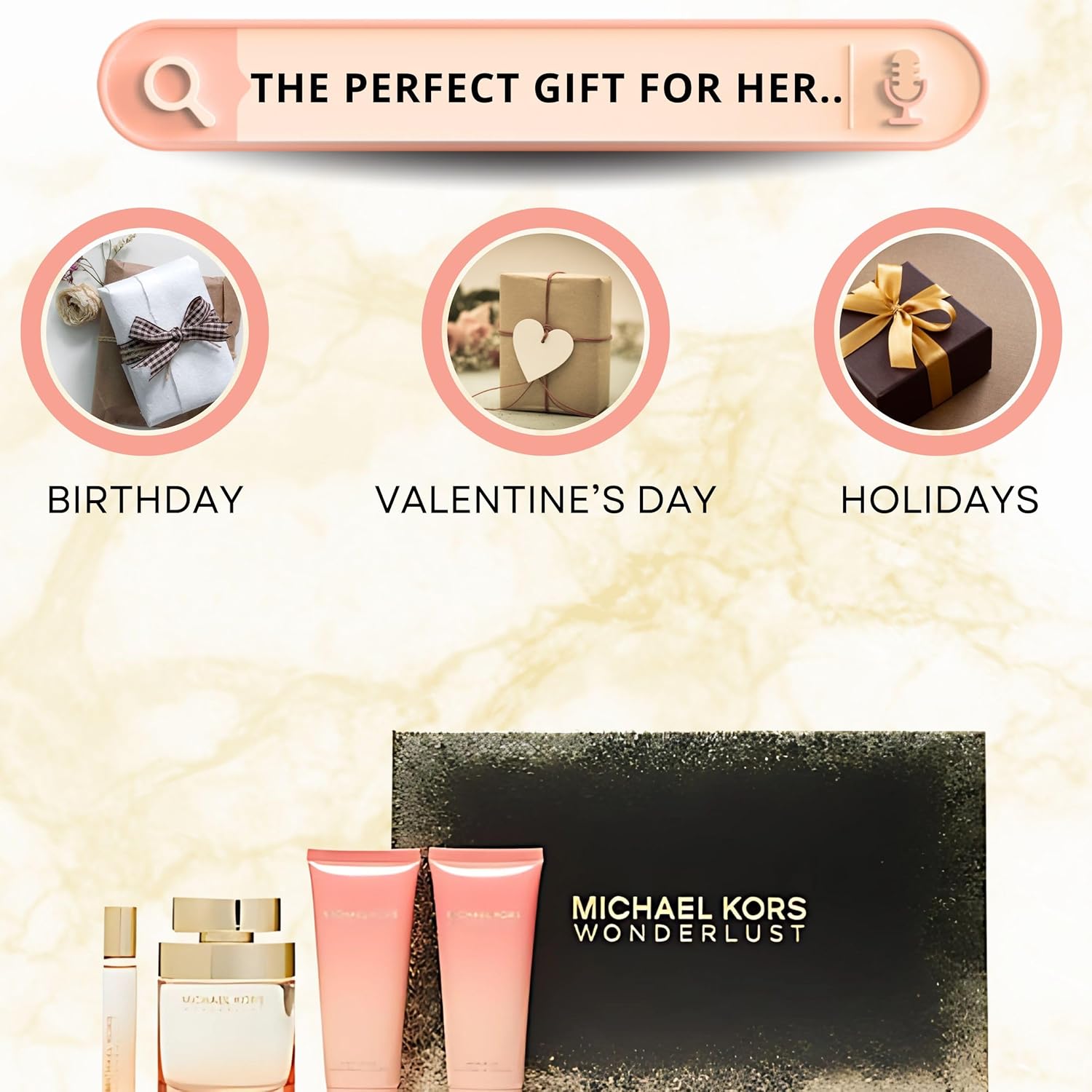 Wonderlust by Michael Kors for Women - 4 Pc Gift Set - 3.4oz EDP Spray, Body Lotion, Shower Gel; 0.33oz EDP Spray