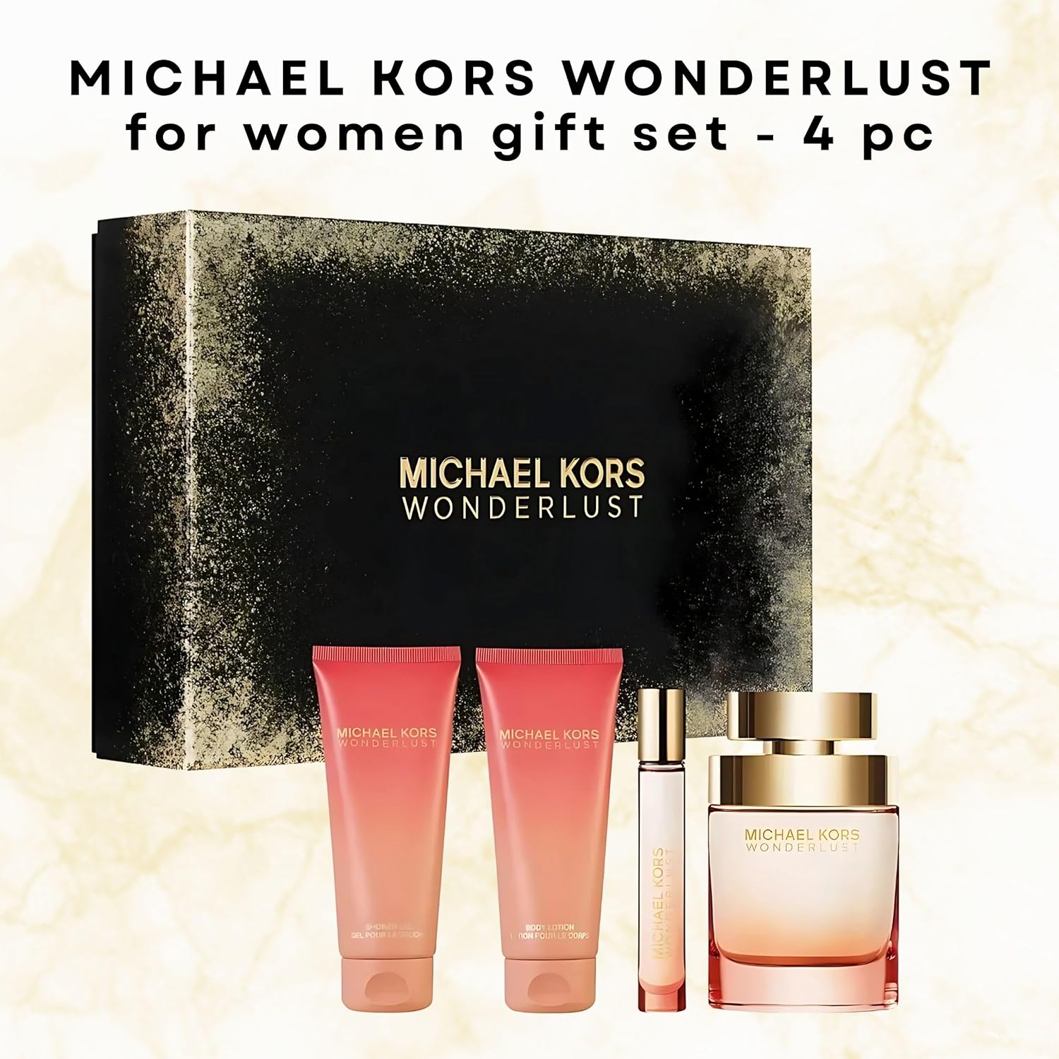 Wonderlust by Michael Kors for Women - 4 Pc Gift Set - 3.4oz EDP Spray, Body Lotion, Shower Gel; 0.33oz EDP Spray