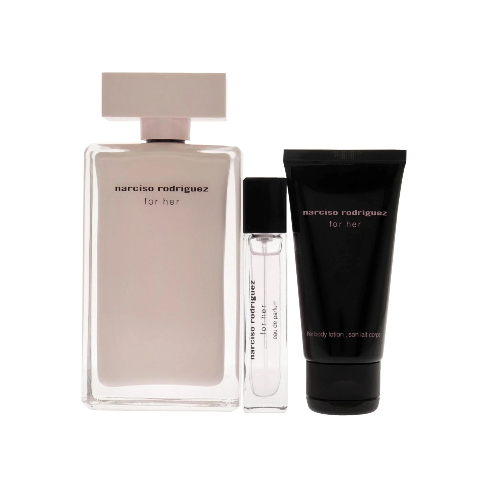 Narciso Rodriguez for Her 3 Pc Gift Set – Eau de Parfum Spray & Body Lotion