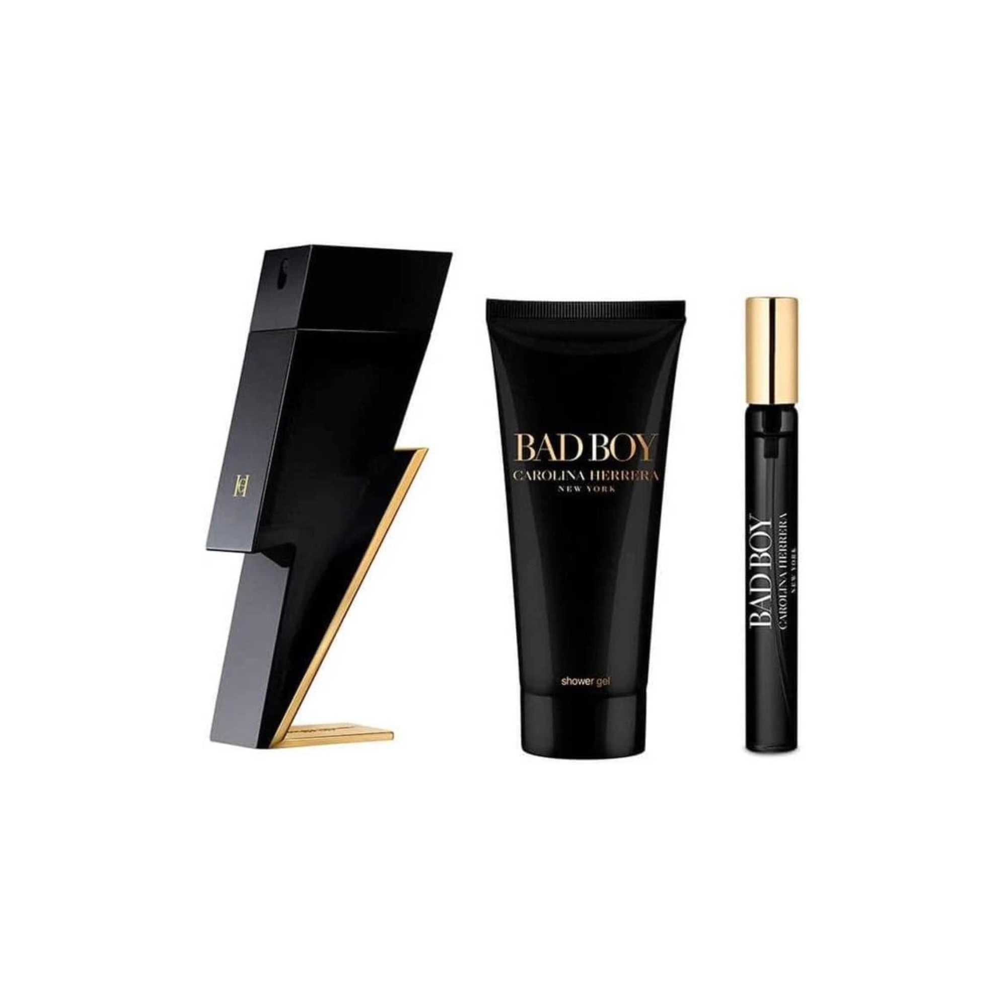 Carolina Herrera Bad Boy Eau de Toilette 50ml Gift Set 2023 (Contains 50ml EDT, 10ml Travel Spray and 100ml Shower Gel)