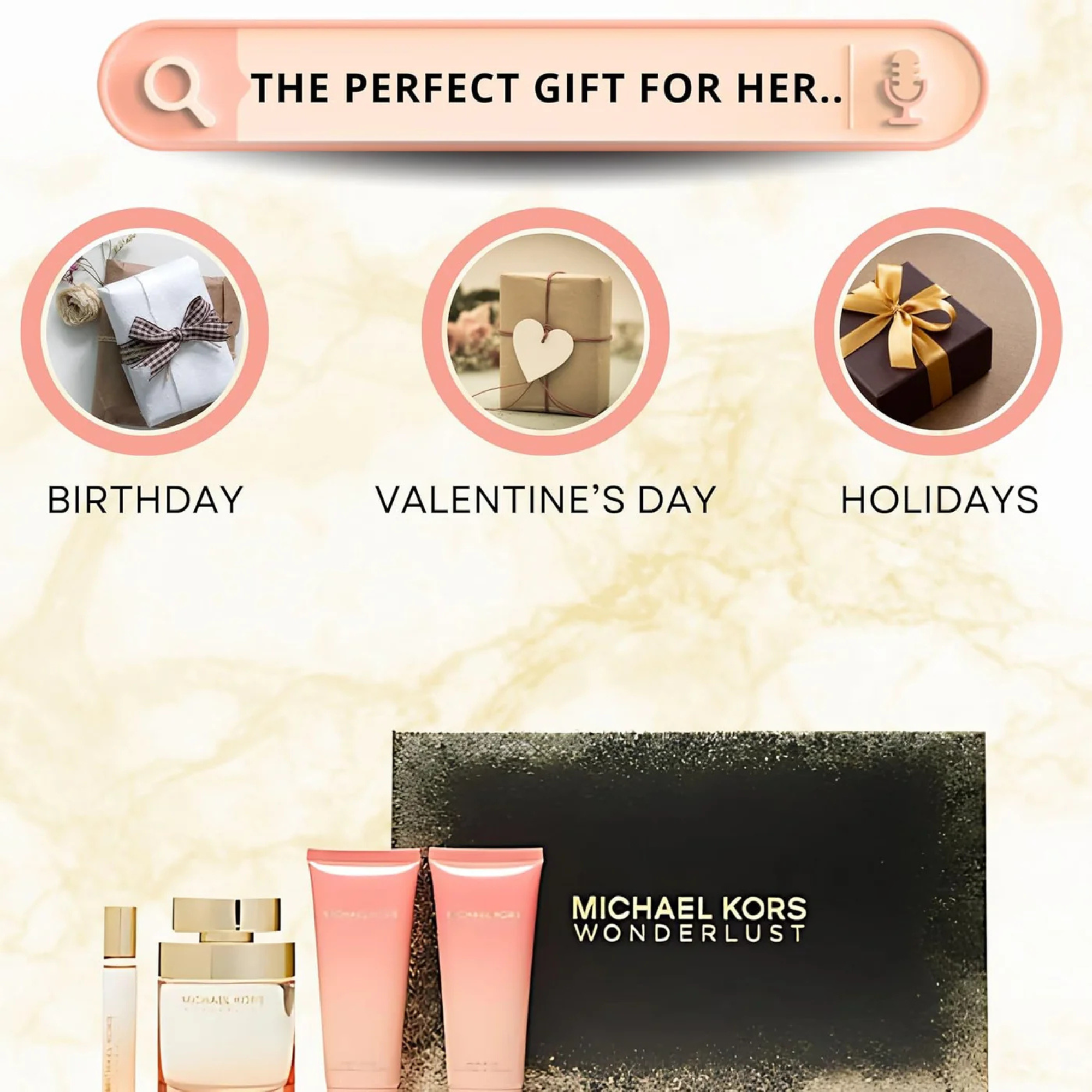 Wonderlust by Michael Kors for Women – 4 Pc Gift Set (3.4oz EDP, Body Lotion, Shower Gel, 0.33oz EDP)